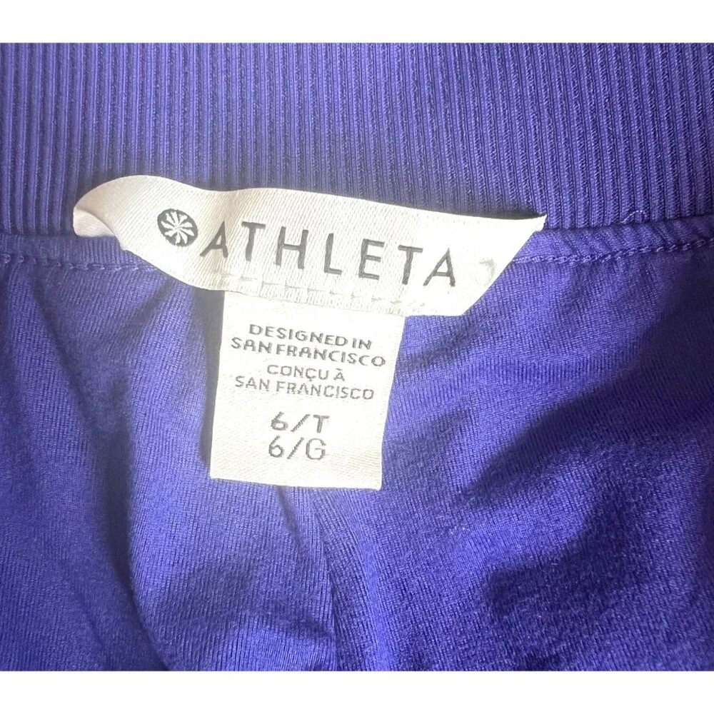 Athleta Womens Brooklyn Lined Pants Purple Ribbed Waist Size 6/T - Picture 12 of 16